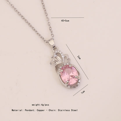 Pink Glass Pendant Necklace