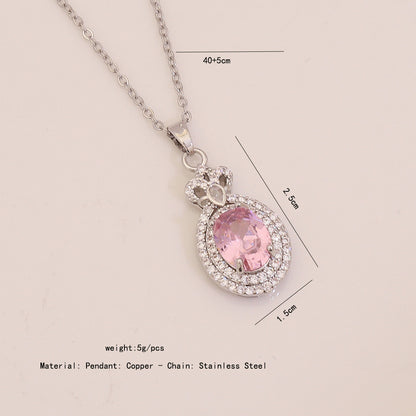 Pink Glass Pendant Necklace