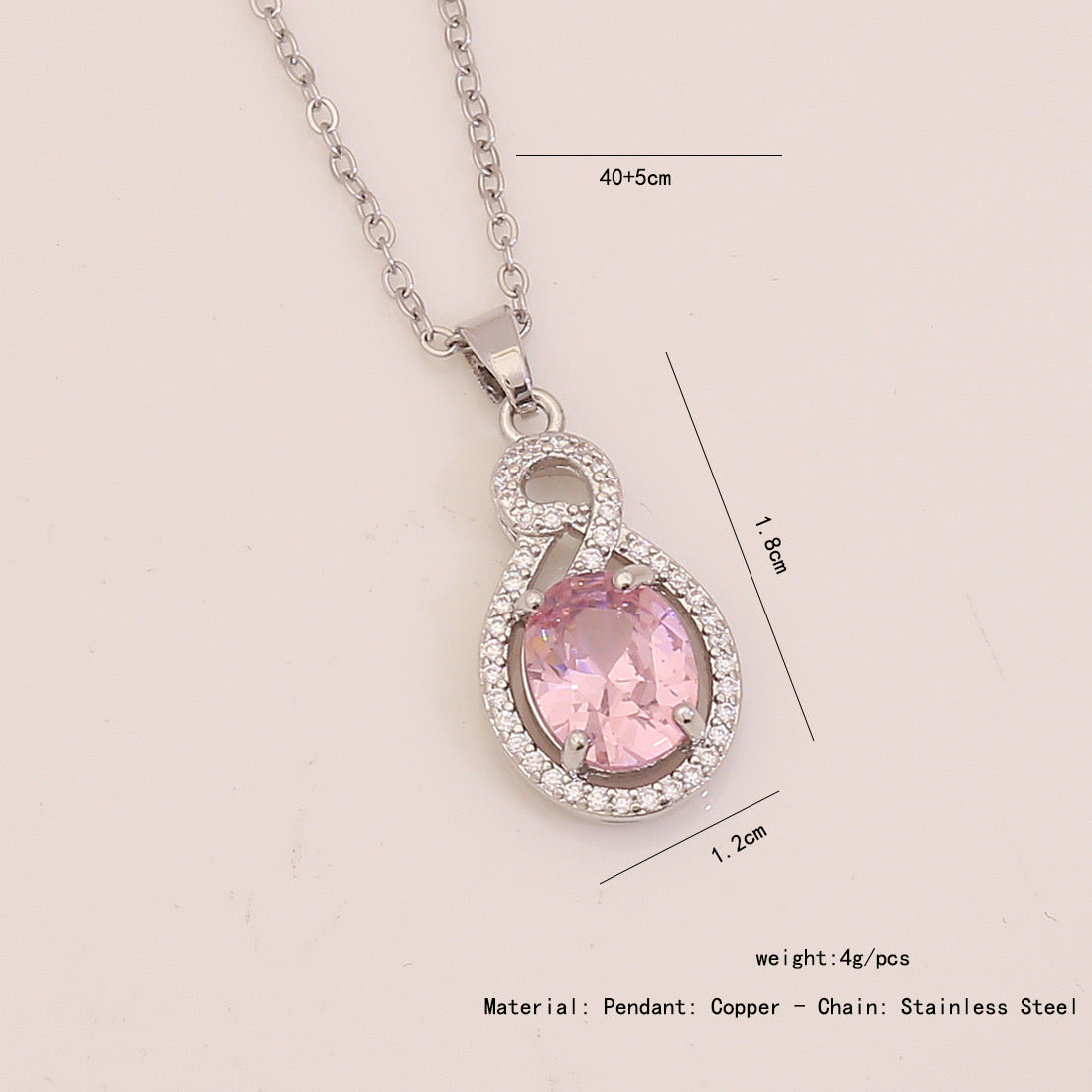 Pink Glass Pendant Necklace