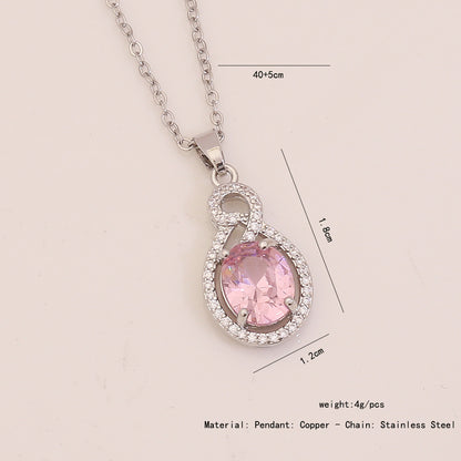 Pink Glass Pendant Necklace