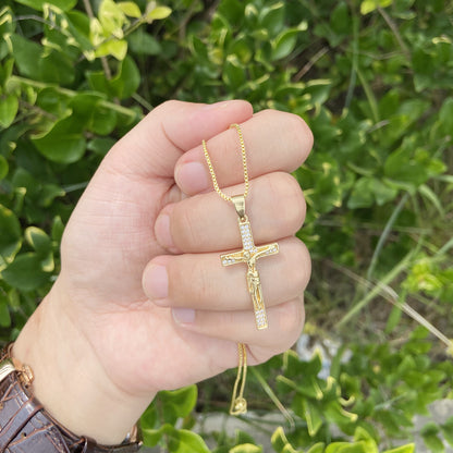 Micro-Pavé Zircon Cross Pendant Necklace