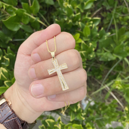 Micro-Pavé Zircon Cross Pendant Necklace