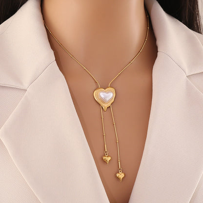 Faux Pearl Camellia Tassel Necklace