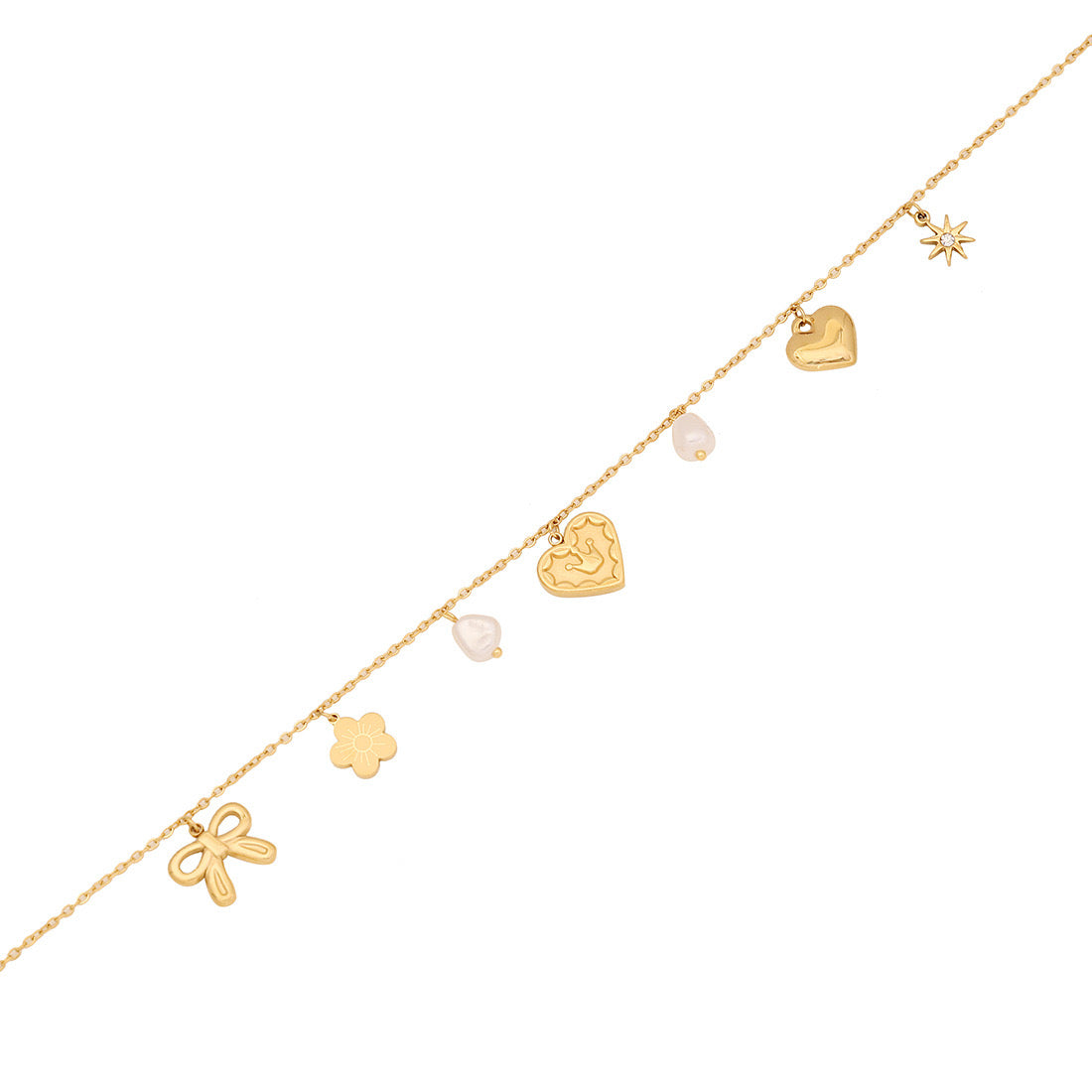 Heart, Bow & Cross Elephant Pendant Necklace