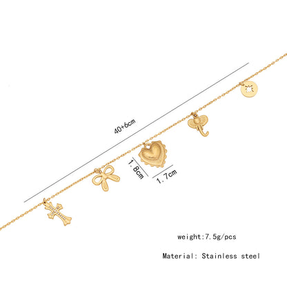 Heart, Bow & Cross Elephant Pendant Necklace