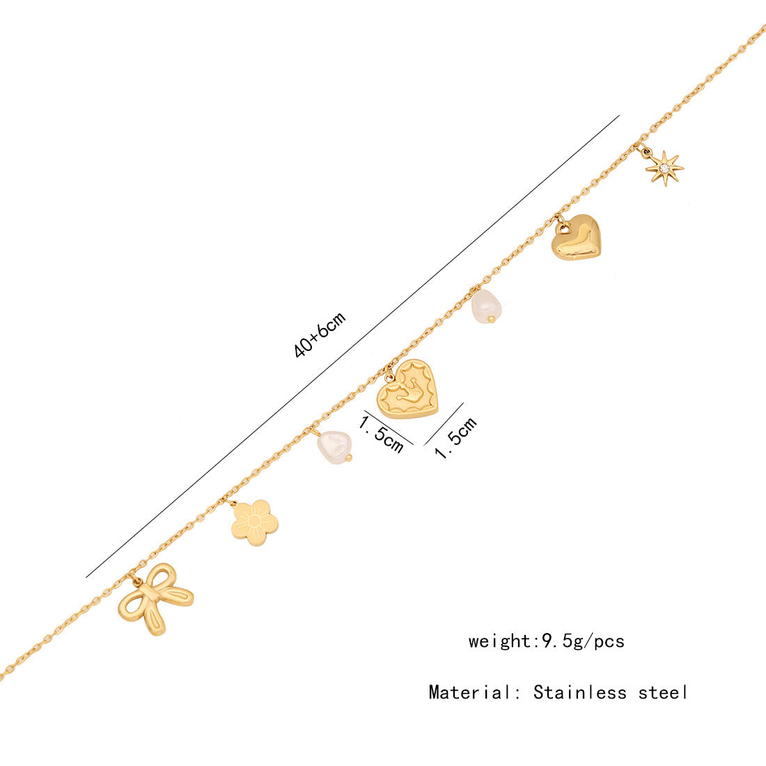 Heart, Bow & Cross Elephant Pendant Necklace