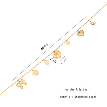 Heart, Bow & Cross Elephant Pendant Necklace