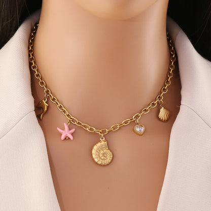 Sun, Star & Moon Stainless Steel Necklace