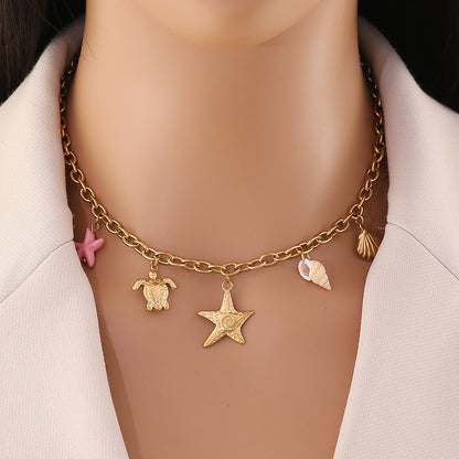 Sun, Star & Moon Stainless Steel Necklace