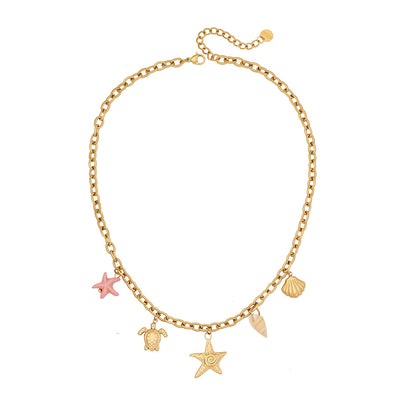 Sun, Star & Moon Stainless Steel Necklace