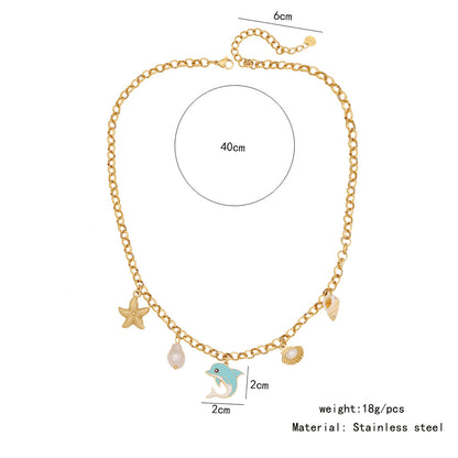 Sun, Star & Moon Stainless Steel Necklace