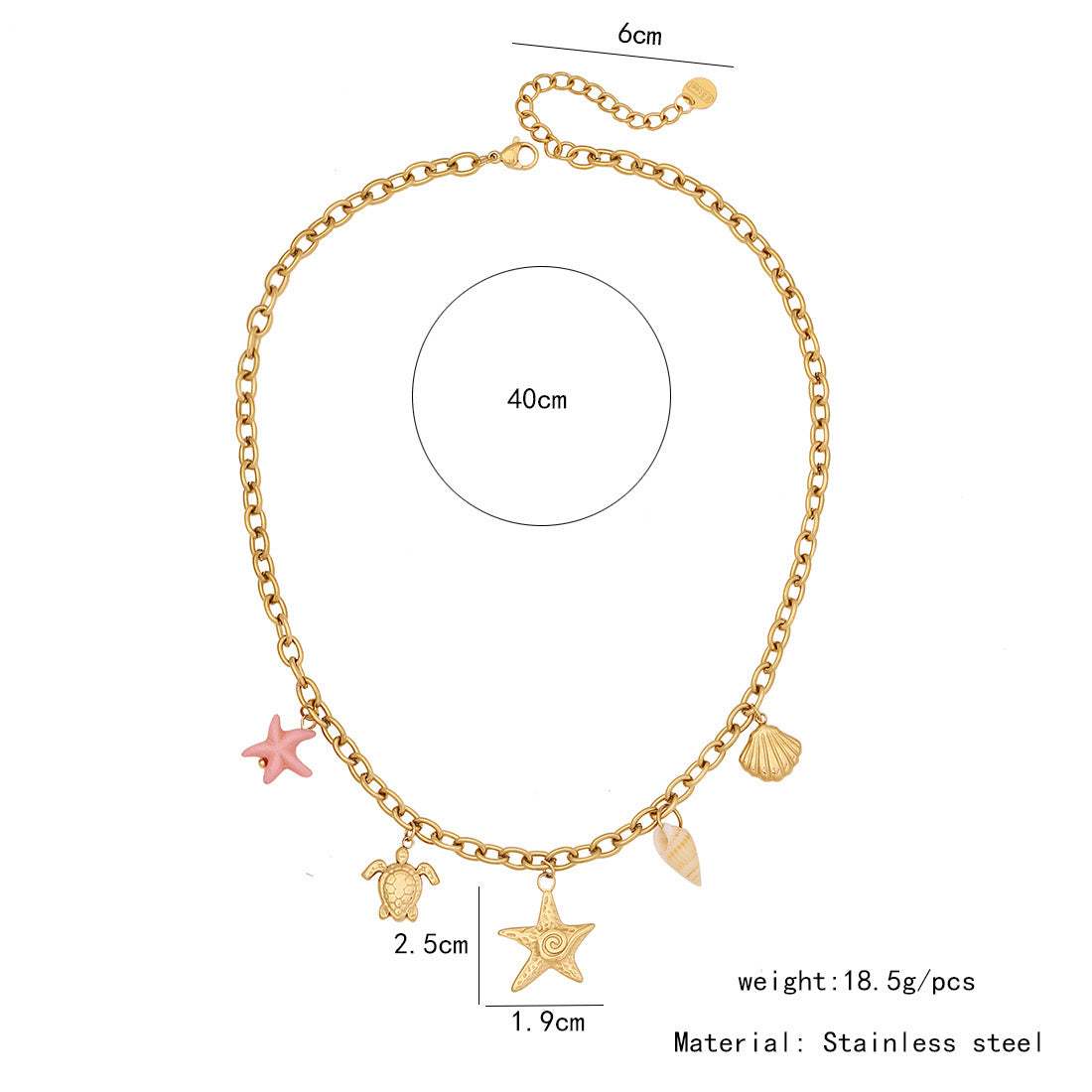 Sun, Star & Moon Stainless Steel Necklace