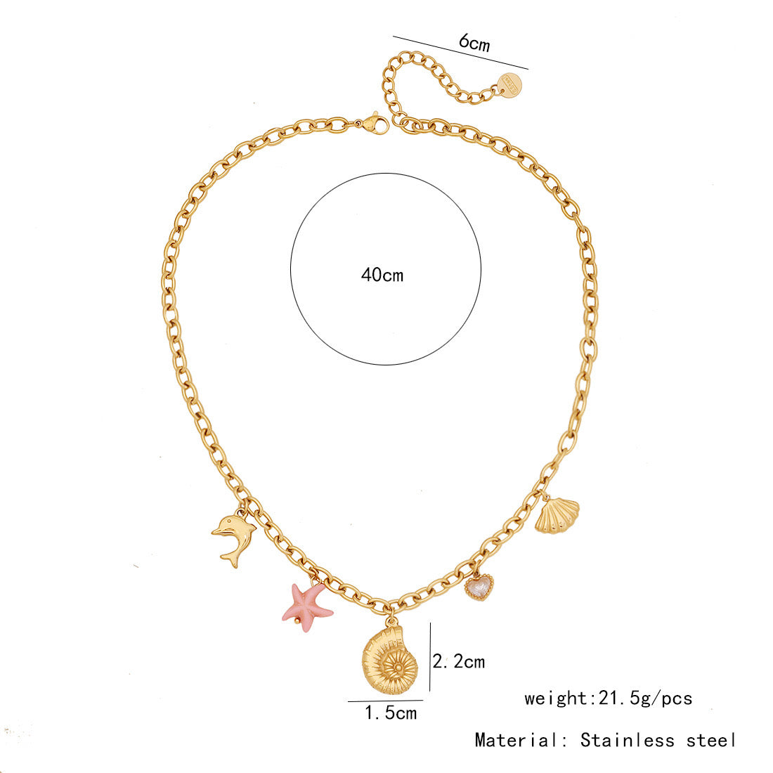 Sun, Star & Moon Stainless Steel Necklace