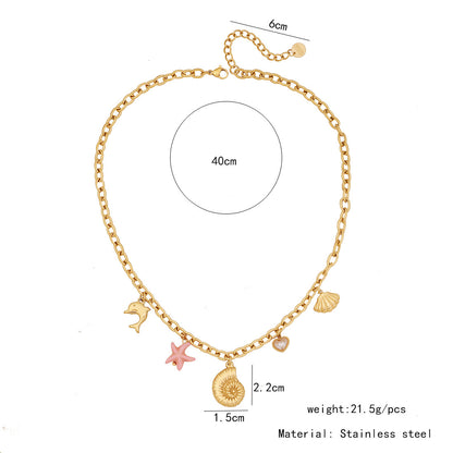 Sun, Star & Moon Stainless Steel Necklace