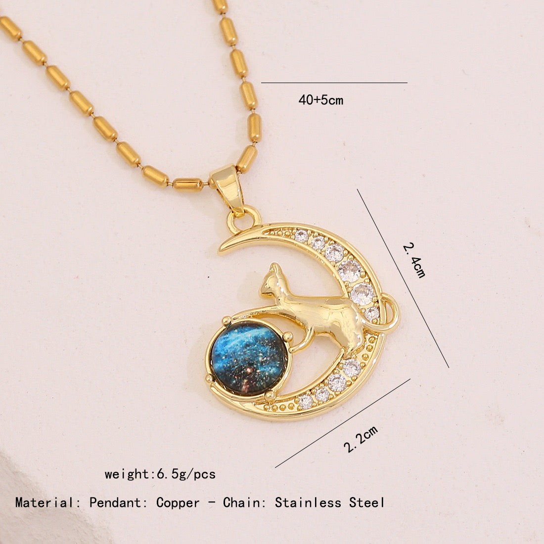 Rhinestone Planet & Wings Heart Necklace