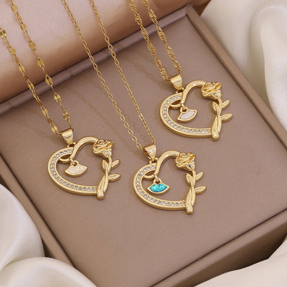 18K Gold Plated Butterfly Heart Necklace