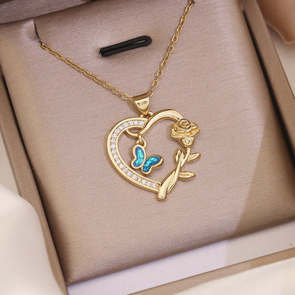 18K Gold Plated Butterfly Heart Necklace