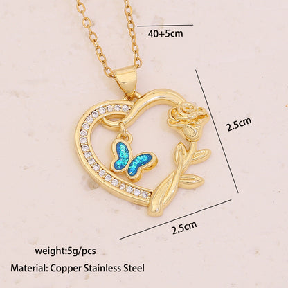 18K Gold Plated Butterfly Heart Necklace