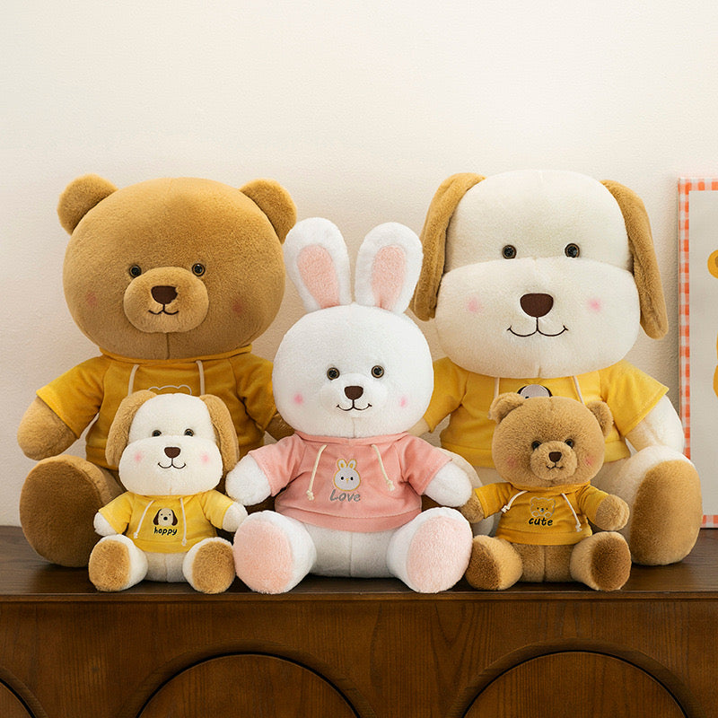 Hoodie Dog & Rabbit Plush