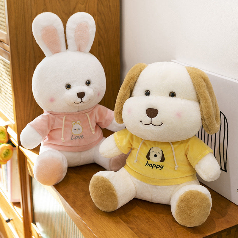 Hoodie Dog & Rabbit Plush