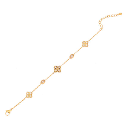 Rhinestone Flower Double Layer Bracelet