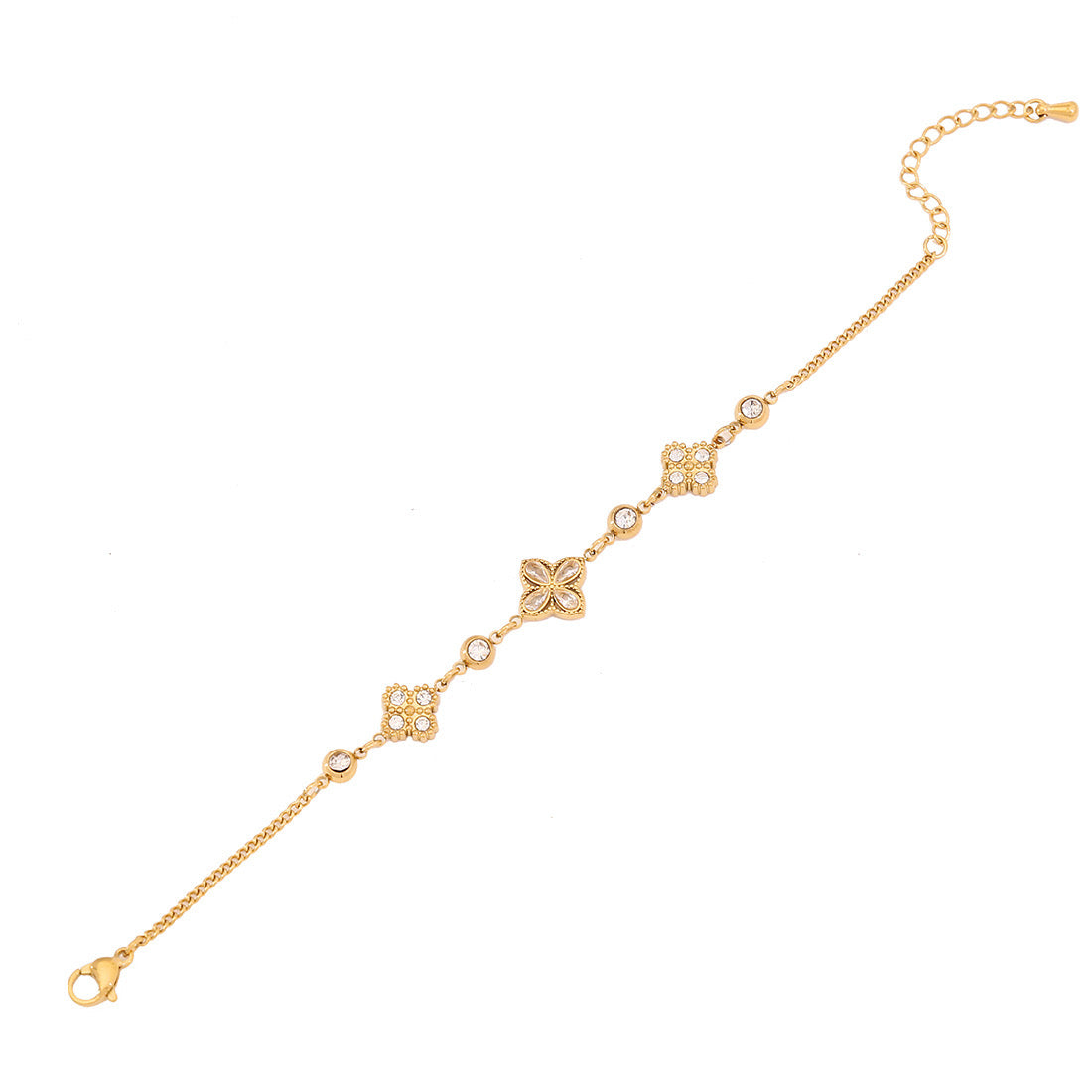 Rhinestone Flower Double Layer Bracelet