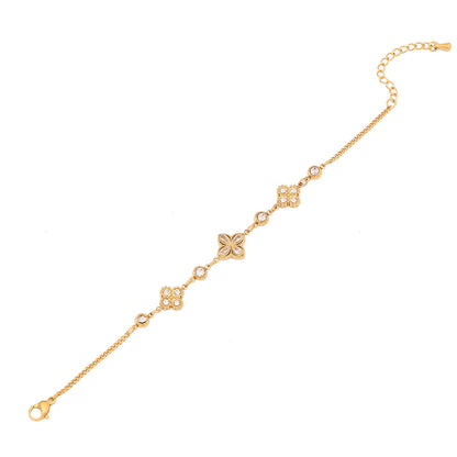 Rhinestone Flower Double Layer Bracelet