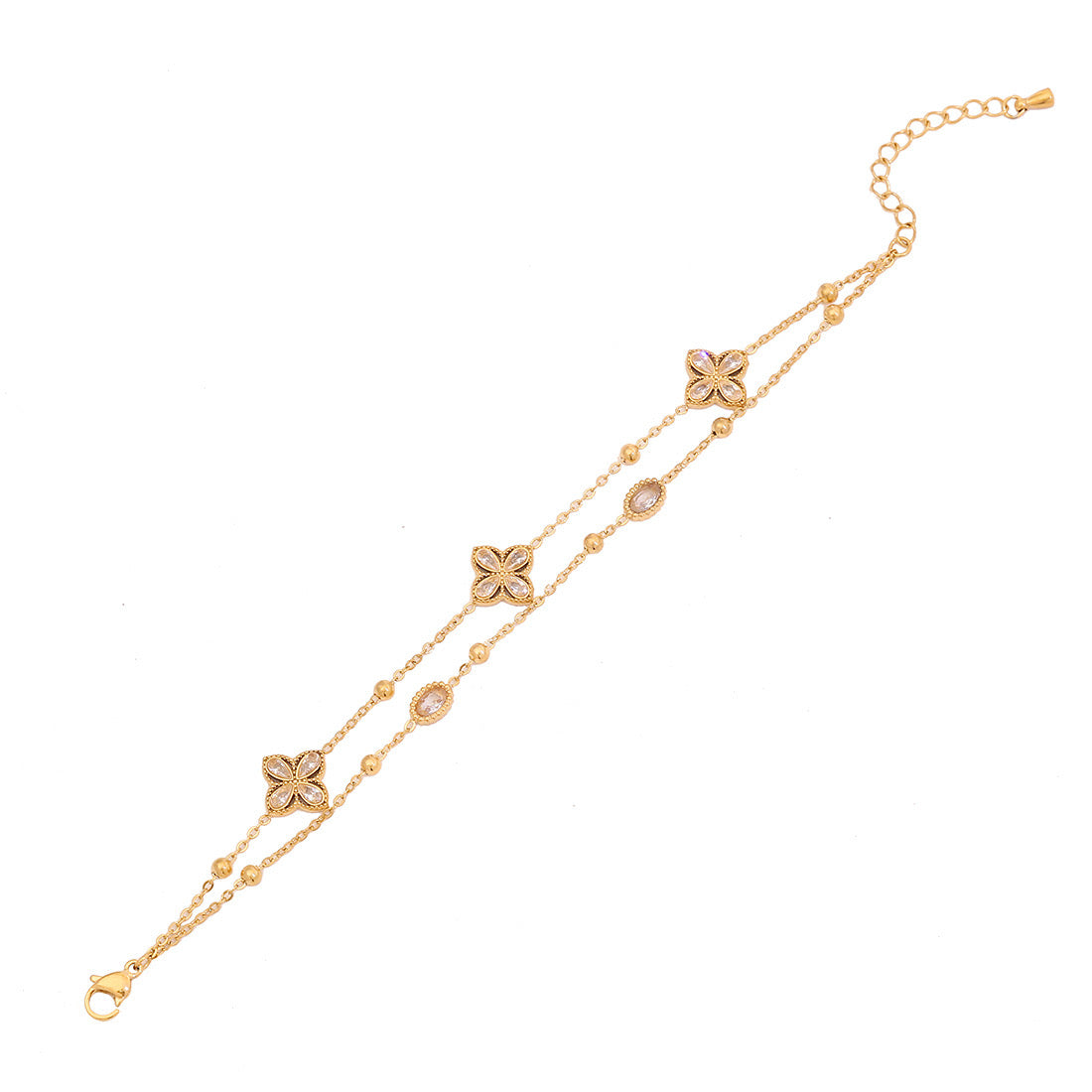 Rhinestone Flower Double Layer Bracelet