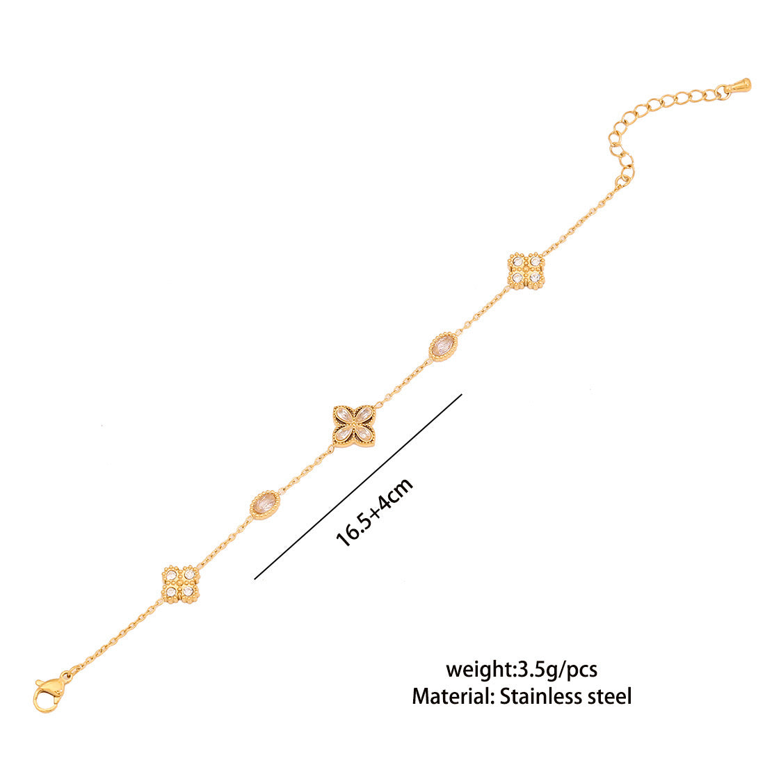Rhinestone Flower Double Layer Bracelet