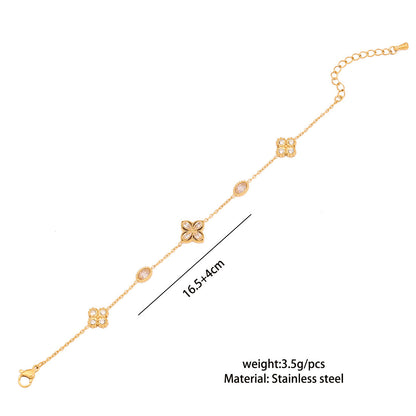 Rhinestone Flower Double Layer Bracelet