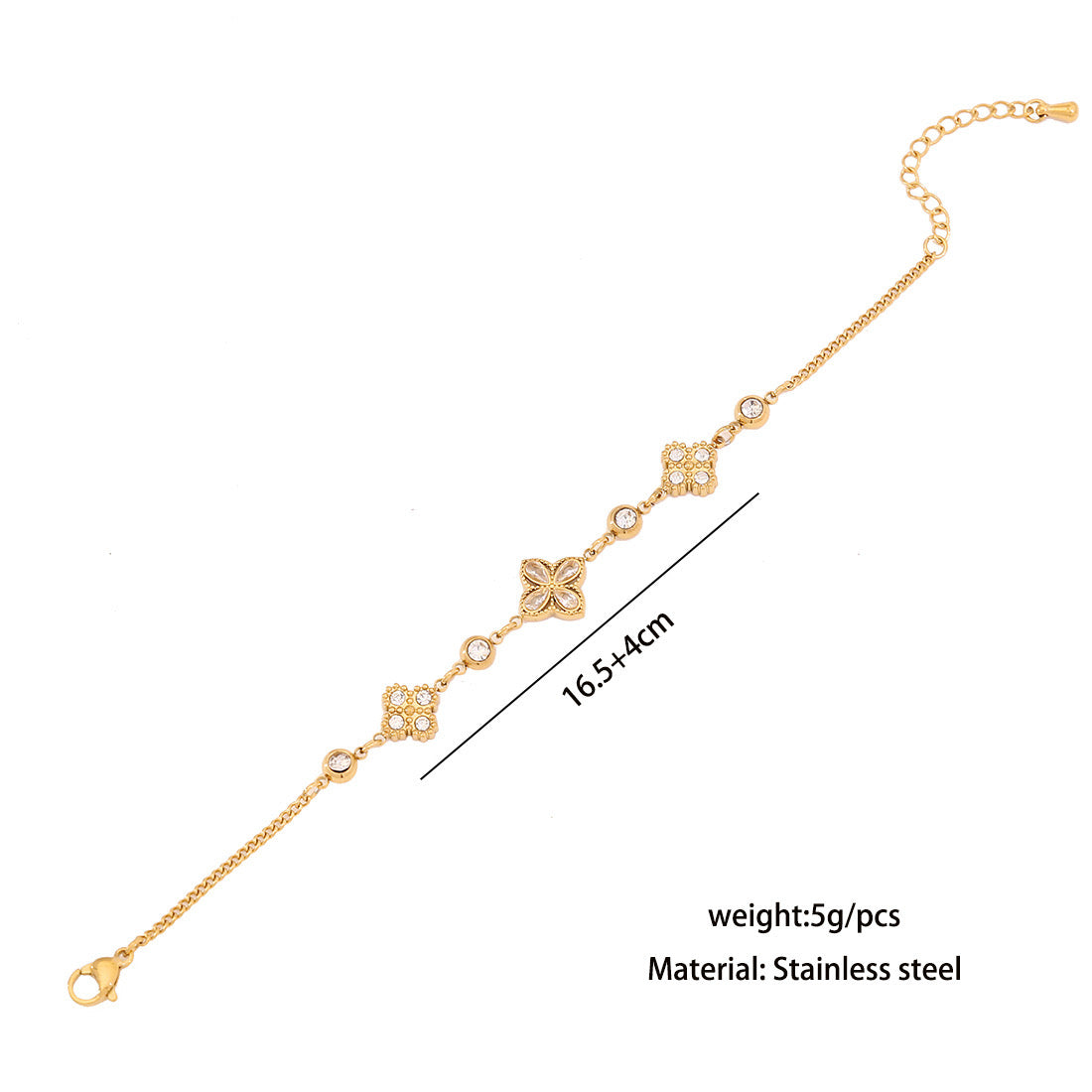 Rhinestone Flower Double Layer Bracelet