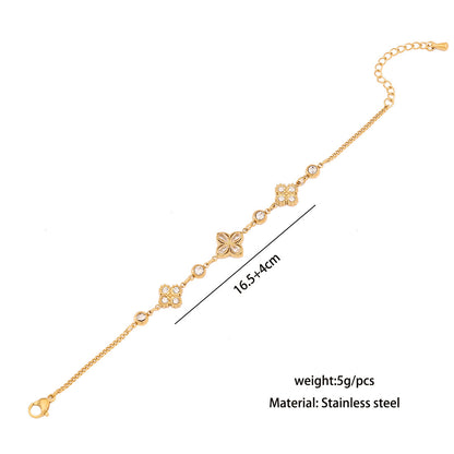 Rhinestone Flower Double Layer Bracelet