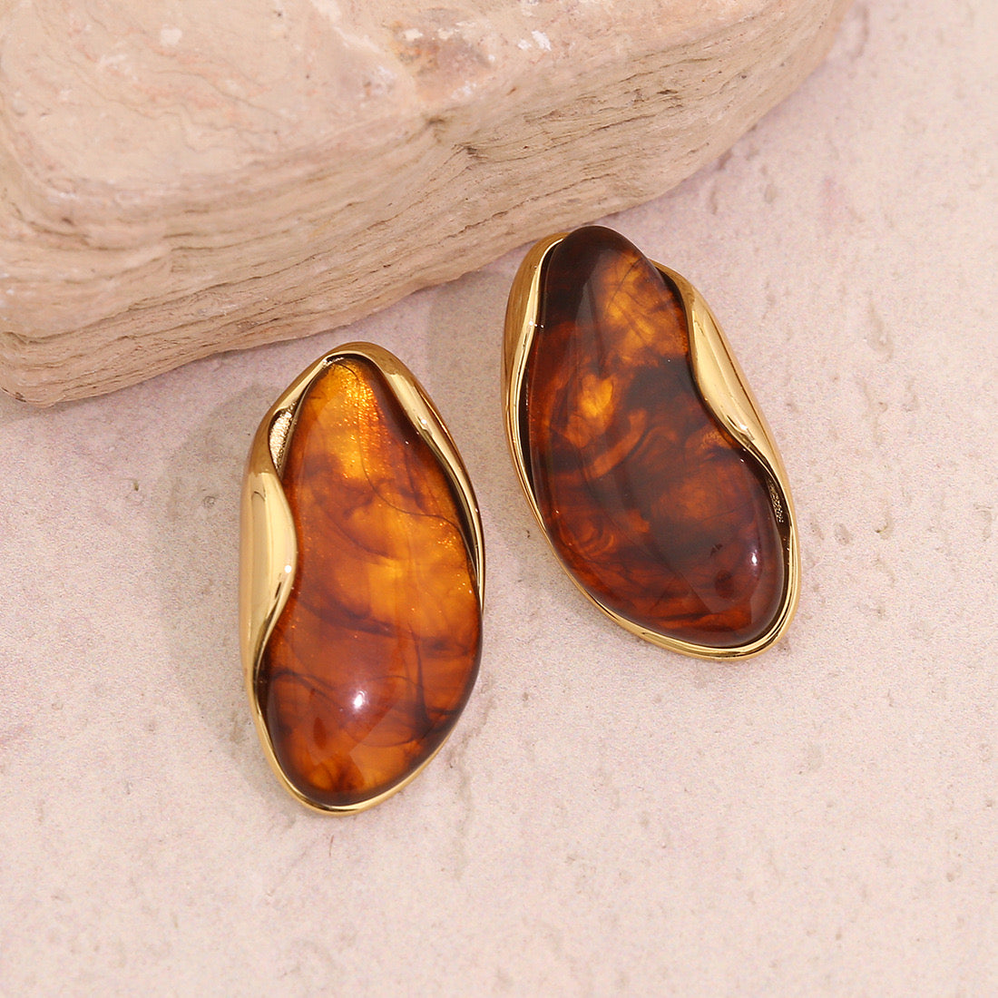 Maillard Coffee Geometric Earrings