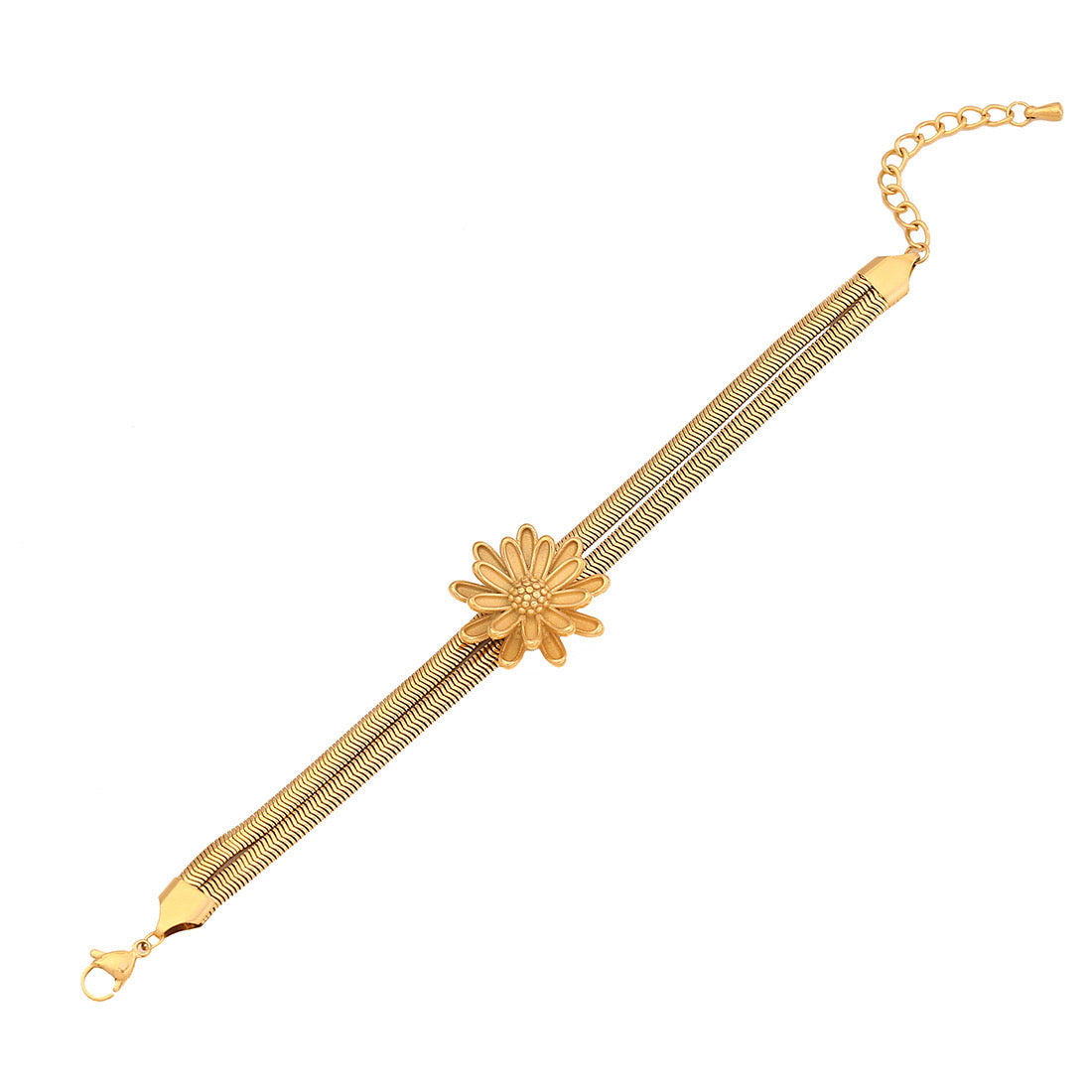 Floral Double-Layer Snake Chain Bracelet