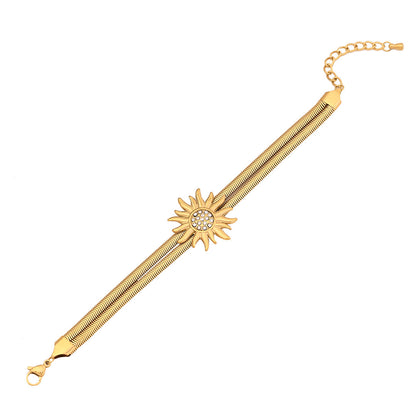 Floral Double-Layer Snake Chain Bracelet