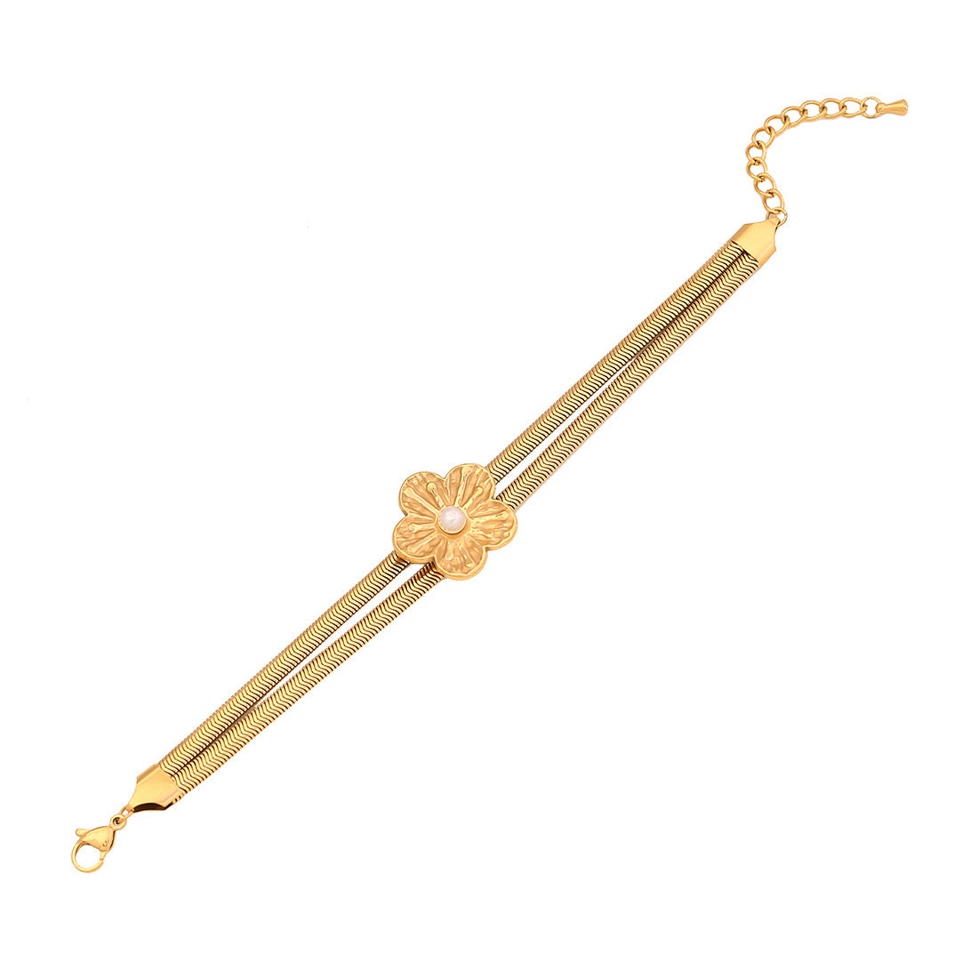 Floral Double-Layer Snake Chain Bracelet