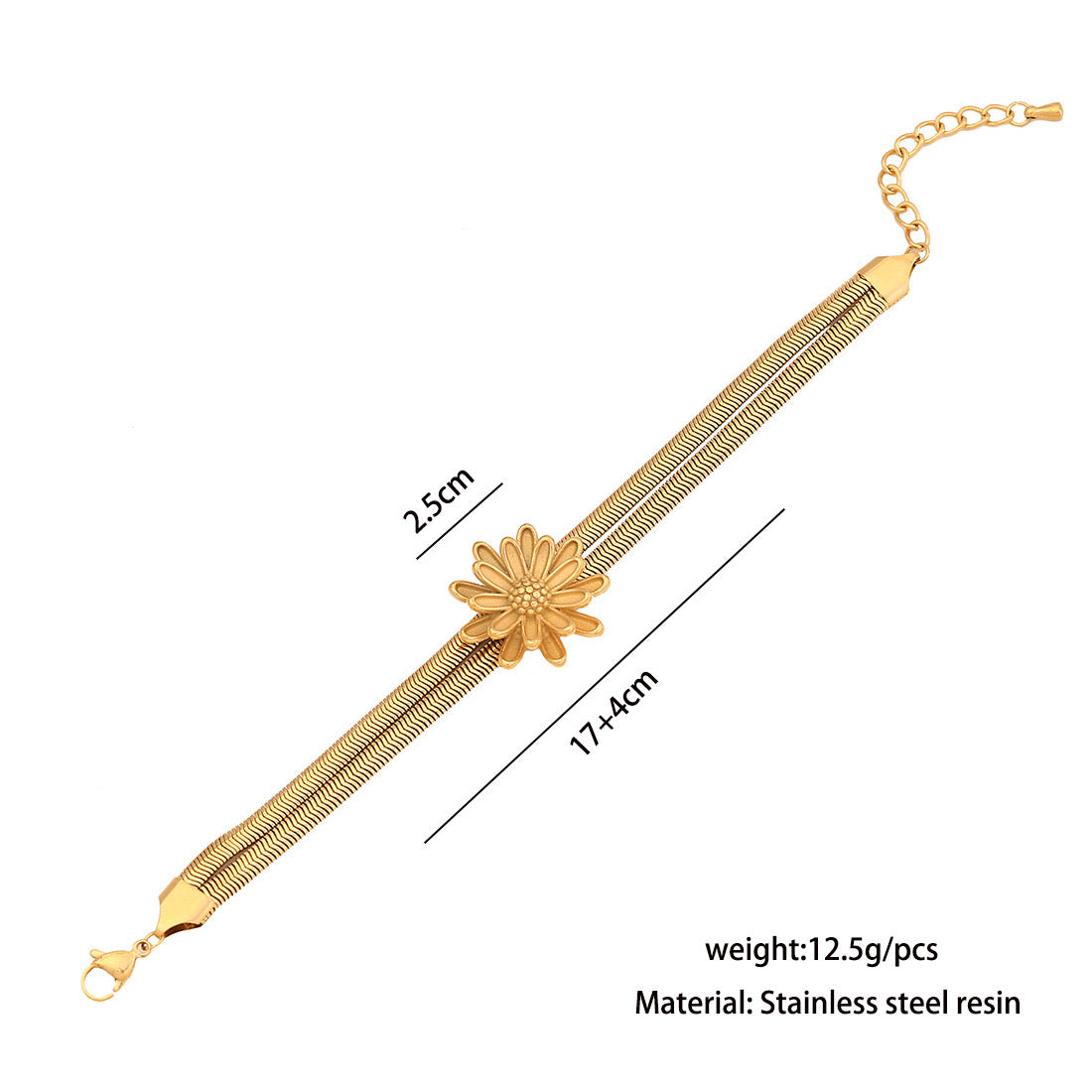 Floral Double-Layer Snake Chain Bracelet