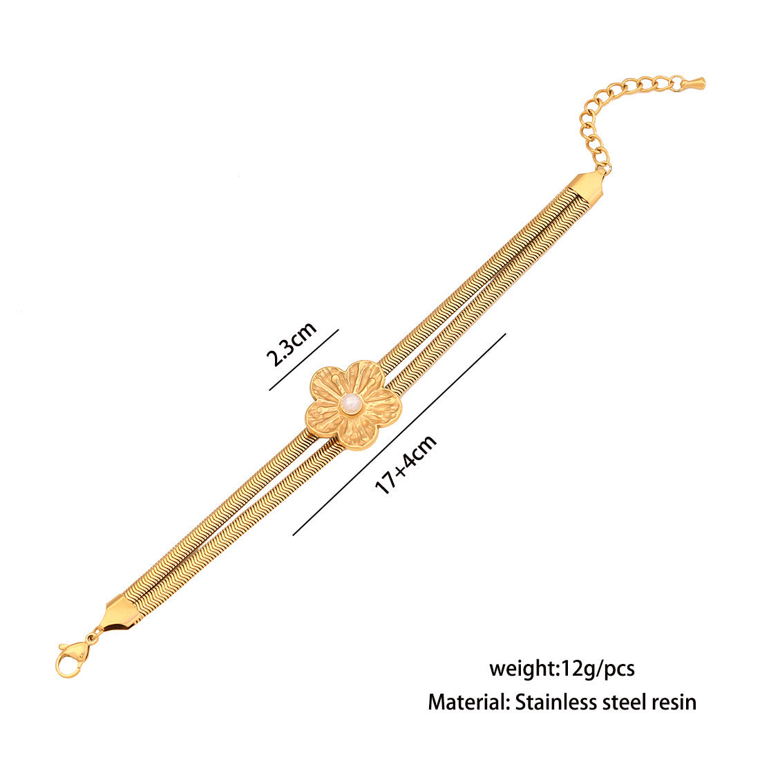 Floral Double-Layer Snake Chain Bracelet