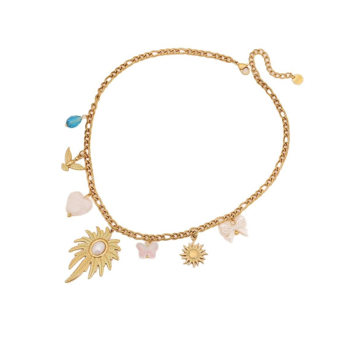 Leaf & Butterfly Faux Pearl Necklace