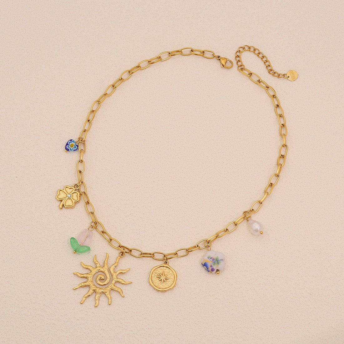 Leaf & Butterfly Faux Pearl Necklace