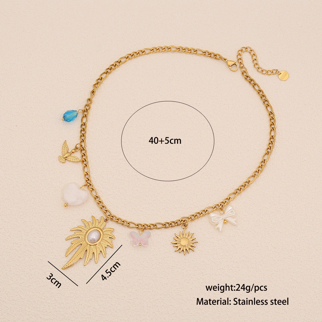 Leaf & Butterfly Faux Pearl Necklace