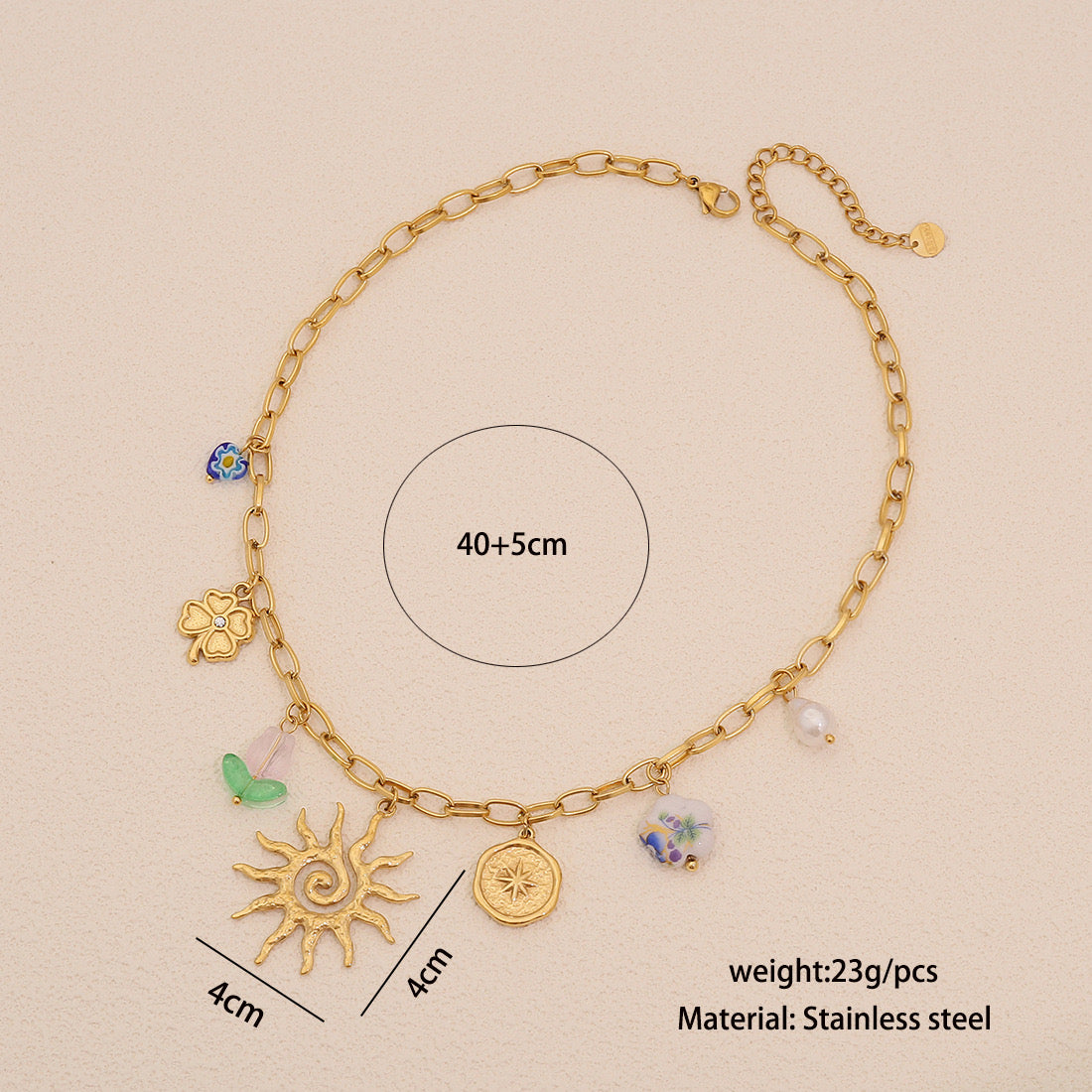 Leaf & Butterfly Faux Pearl Necklace