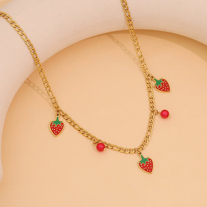 Cute Strawberry Bead Necklace