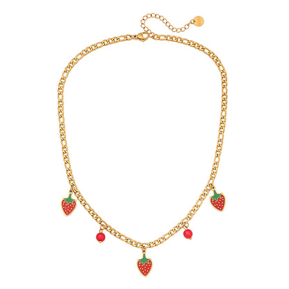 Cute Strawberry Bead Necklace