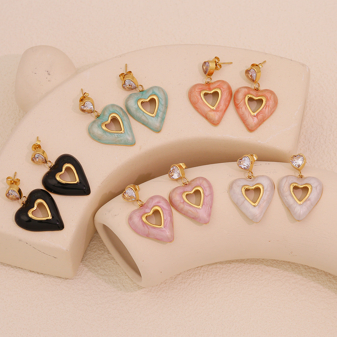 Heart Enamel Stud Earrings