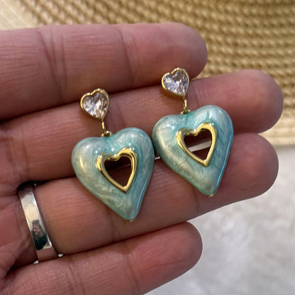 Heart Enamel Stud Earrings