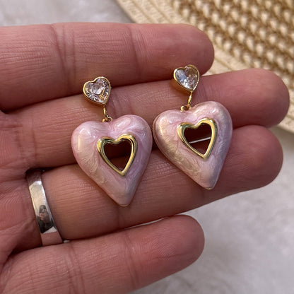 Heart Enamel Stud Earrings