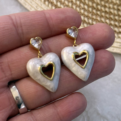 Heart Enamel Stud Earrings