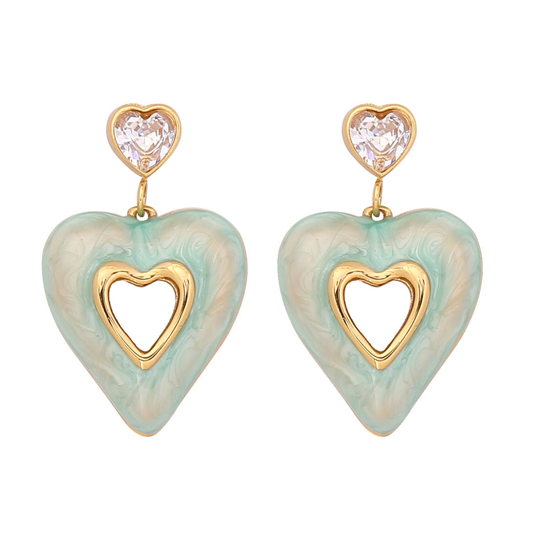 Heart Enamel Stud Earrings