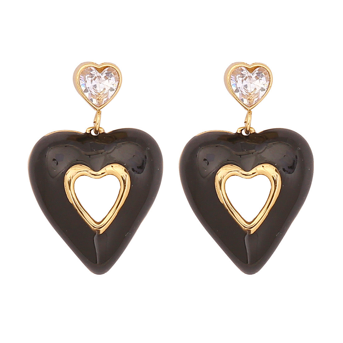 Heart Enamel Stud Earrings